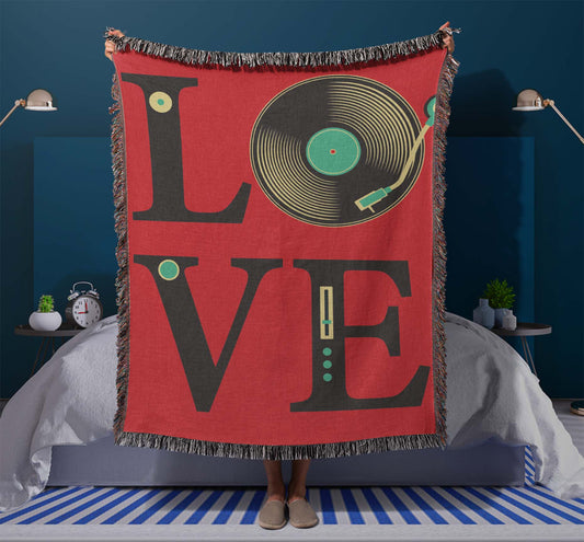 LOVE of Vinyl Woven Throw Blanket